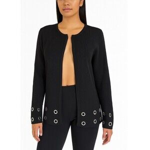 Gramercy 22 cardigan sweater black eyelet cuff & hem hook eye single closure MD